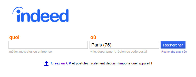 Le moteur de recherche Indeed